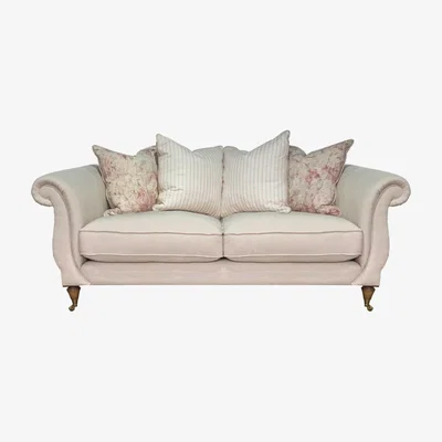 Barker and Stonehouse Drew Pritchard Atherton Pillow Back 3 Seater Sofa, Neutral Fabric | Barker & Stonehouse