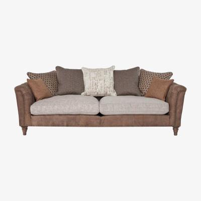 Barker and Stonehouse Darwin Large Pillow Back 3 Seater Sofa, Neutral Leather | Barker & Stonehouse
