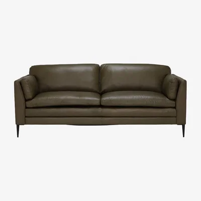 Barker and Stonehouse Zeta Leather 3 Seater Sofa, Green | Barker & Stonehouse