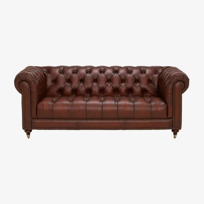 Barker and Stonehouse Ullswater Leather 3 Seater Chesterfield Sofa, Brown | Barker & Stonehouse