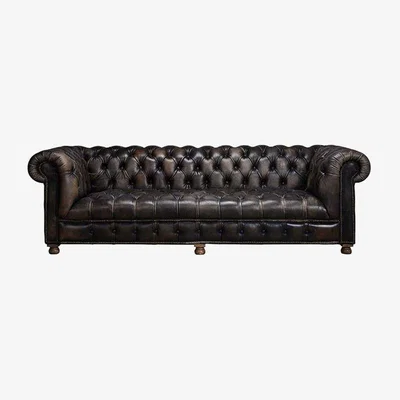 Barker and Stonehouse Timothy Oulton Westminster Button 2.5 Seater Chesterfield Sofa, Black Leather | Barker & Stonehouse