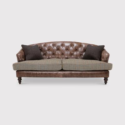 Barker and Stonehouse Tetrad Harris Tweed Dalmore Midi 3 Seater Sofa, Brown Fabric | Barker & Stonehouse