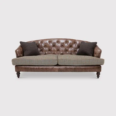 Barker and Stonehouse Tetrad Harris Tweed Dalmore Midi 3 Seater Sofa, Brown Fabric | Barker & Stonehouse