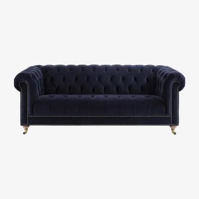 Barker and Stonehouse Ullswater 3.5 Seater Chesterfield Sofa, Blue Velvet | Barker & Stonehouse