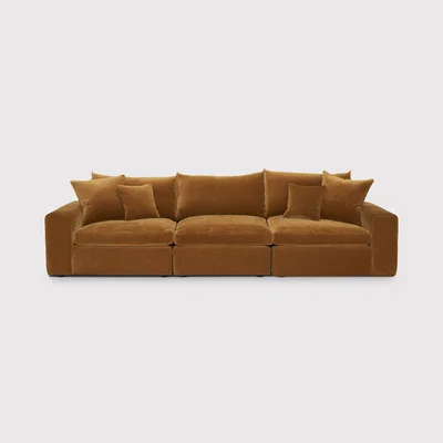 Barker and Stonehouse Alaska 3 Seater Sofa, Orange Fabric | Barker & Stonehouse