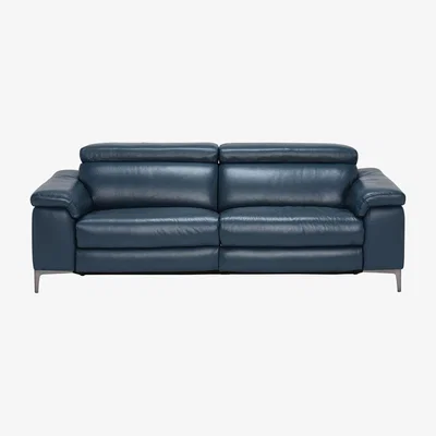 Barker and Stonehouse Paolo Leather 3.5 Seater Recliner Sofa, Melbourne Navy Blue M5661