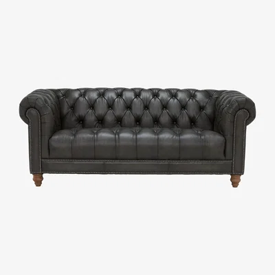 Barker and Stonehouse Ullswater 3 Seater Leather Sofa, Black | Barker & Stonehouse