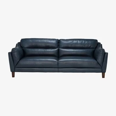 Barker and Stonehouse Luca Leather 3 Seater Sofa, Blue | Barker & Stonehouse