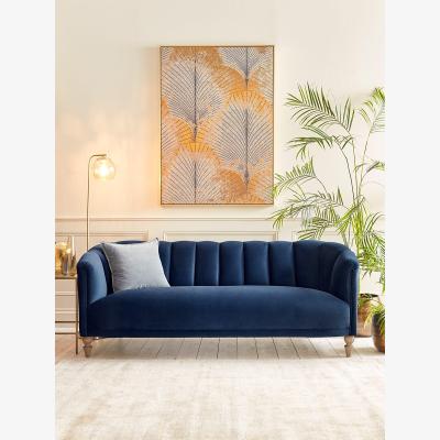 Cox and Cox Lucille Three Seater Sofa - Moss Velvet