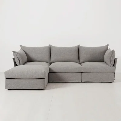 Cuckooland Swyft Sofa in a Box Model 06 Modular Linen 3 Seater Sofa with Chaise