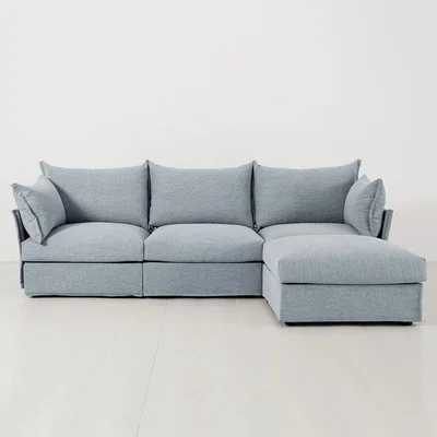 Cuckooland Swyft Sofa in a Box Model 06 Modular Linen 3 Seater Sofa with Chaise
