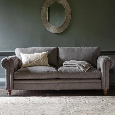 Cuckooland Hadleigh 3 Seater Chesterfield Sofa in a Box - Cedar Faux Linen