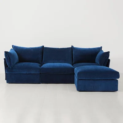 Cuckooland Swyft Sofa in a Box Model 06 Modular Royal Velvet 3 Seater Sofa with Chaise -