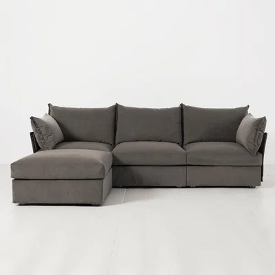 Cuckooland Swyft Sofa in a Box Model 06 Modular Velvet 3 Seater Sofa with Chaise -