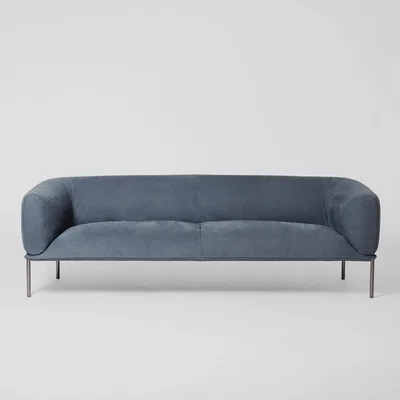 The Conran Shop Rondo 3-Seater Sofa Old Velvet Leather Petrolio