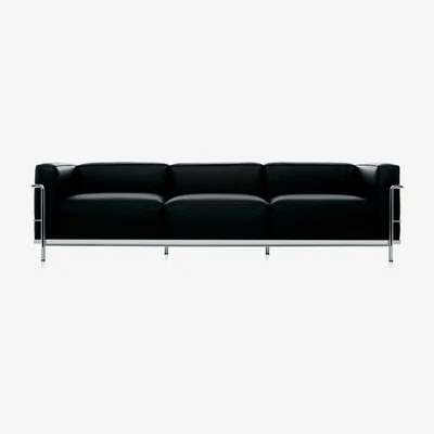 The Conran Shop LC3 3-Seater Sofa Graphite Leather & Chrome