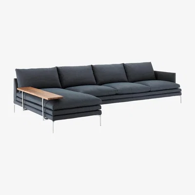 The Conran Shop William Chaise Modular Sofa & Walnut Shelf 3-Seater