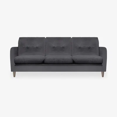 Cult Furniture Lena 3 Seater Sofa, Velvet Dark Grey Velvet