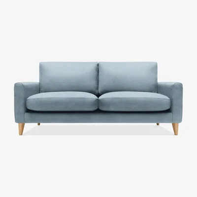 Cult Furniture 3 Seater Sofa Fabric and Leg Colour: Velvet, Duck Egg Blue, Leg  Natural