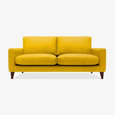 Cult Furniture 3 Seater Sofa Fabric and Leg Colour: Woven Wool, Mustard, Leg  Walnut