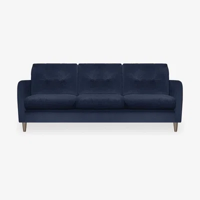Cult Furniture Lena 3 Seater Sofa, Velvet Navy Blue Velvet