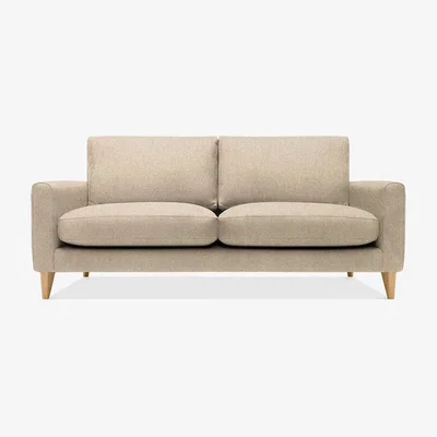 Cult Furniture 3 Seater Sofa Fabric and Leg Colour: Woven Wool, Beige, Leg  Natural