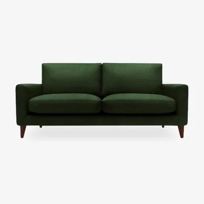 Cult Furniture 3 Seater Sofa Fabric and Leg Colour: Velvet, Forest Green, Leg  Walnut