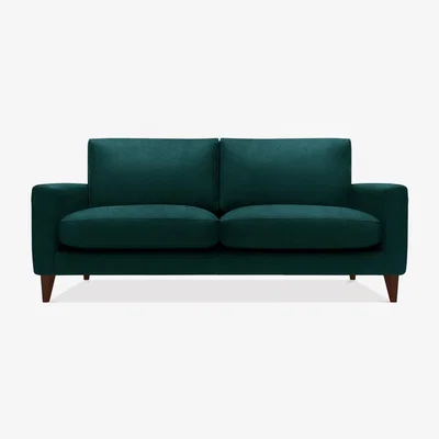 Cult Furniture 3 Seater Sofa Fabric and Leg Colour: Velvet, Teal, Leg  Walnut