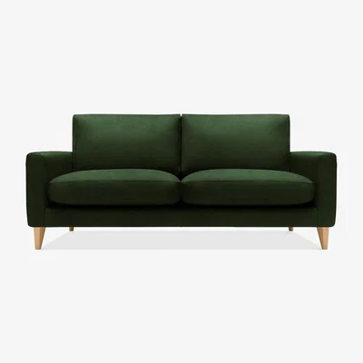Cult Furniture 3 Seater Sofa Fabric and Leg Colour: Velvet, Forest Green, Leg  Natural
