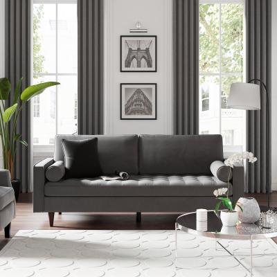 Dunelm Alfie Velvet 3 Seater Sofa Dark Grey