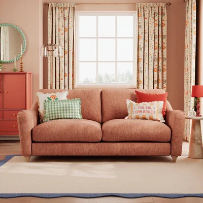 Dunelm Hattie Slub Faux Linen 3 Seater Sofa Slub Faux Linen Clay