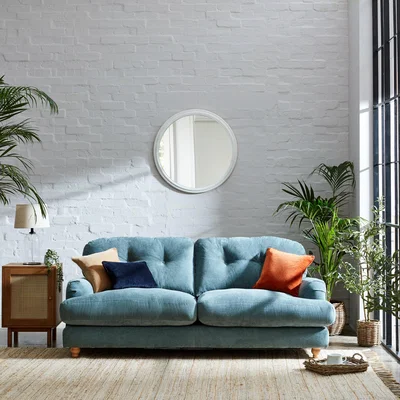 Dunelm Martha Vintage Chenille 3 Seater Sofa Aqua