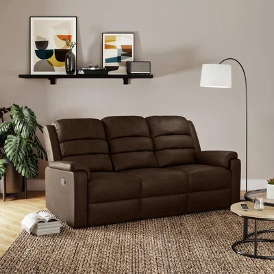 Dunelm Taylor Faux Suede Manual Recliner 3 Seater Sofa, Pinecone Pinecone