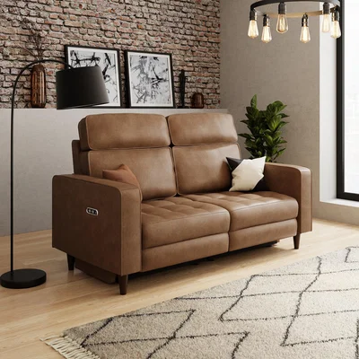 Dunelm Zoe Faux Leather Power Recliner 3 Seater Sofa, Mocha Mocha