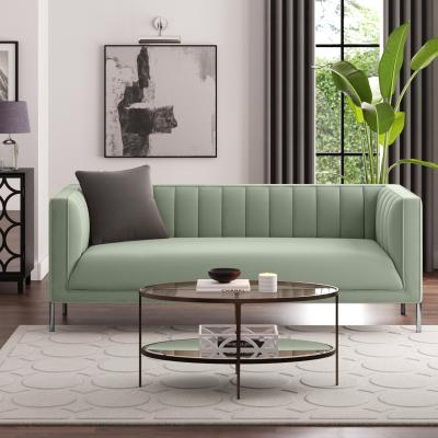 Dunelm Bellamy Luxe Velvet 3 Seater Sofa Sage (Green)