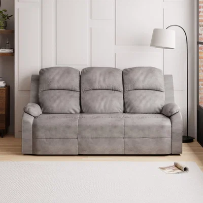 Dunelm Parker Faux Leather Reclining 3 Seater Sofa Grey
