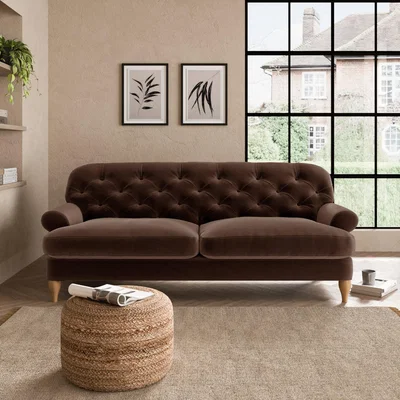 Dunelm Canterbury Luxury Velvet 3 Seater Sofa Luxury Velvet Pinecone