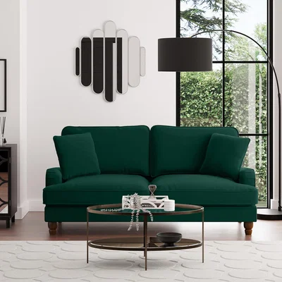 Dunelm Beatrice Velvet 3 Seater Sofa Bottle (Green)