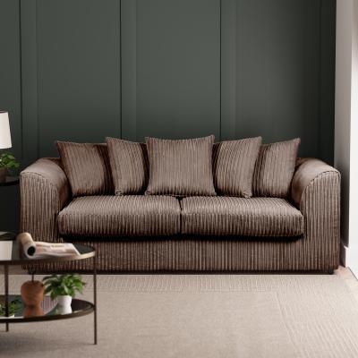 Dunelm Blake Jumbo Cord 3 Seater Sofa Chocolate (Brown)