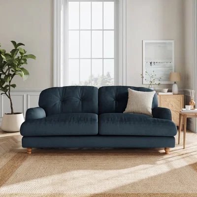 Dunelm Martha Matte Plush Velvet 3 Seater Sofa Matte Plush Velvet Navy