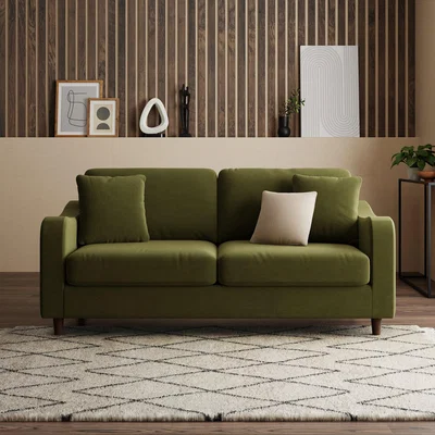 Dunelm Ellison Velvet 3 Seater Sofa Velvet Olive