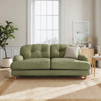 Dunelm Martha Faux Linen 3 Seater Sofa Slub Faux Linen Green