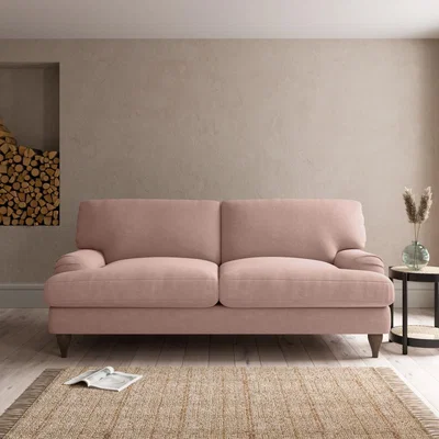 Dunelm Darwin Luxury Velvet 3 Seater Sofa Luxury Velvet Peach Blush