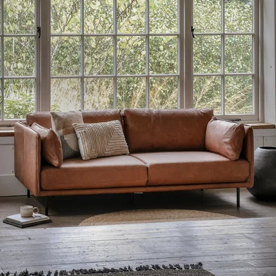Dunelm Vail Sofa, Leather Brown