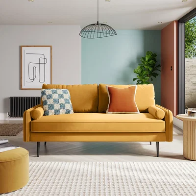 Dunelm Cassie 3 Seater Velvet Sofa Gold