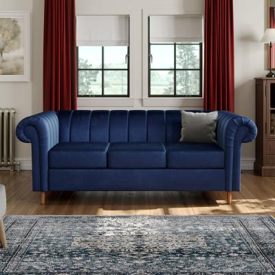 Dunelm Chesterfield Velvet 3 Seater Sofa Navy