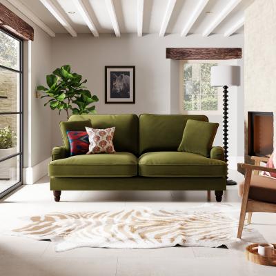 Dunelm Beatrice Matte Velvet 3 Seater Sofa Velvet Olive