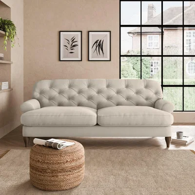 Dunelm Canterbury Luxury Velvet 3 Seater Sofa Luxury Velvet Natural