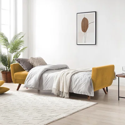 Dunelm Bobby Velvet 3 Seater Sofa Bed Gold