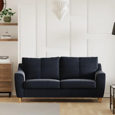 Dunelm Baxter Plush Velvet 3 Seater Sofa Navy